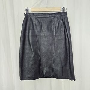 Vintage Emilio Dinara black leather pencil skirt 8